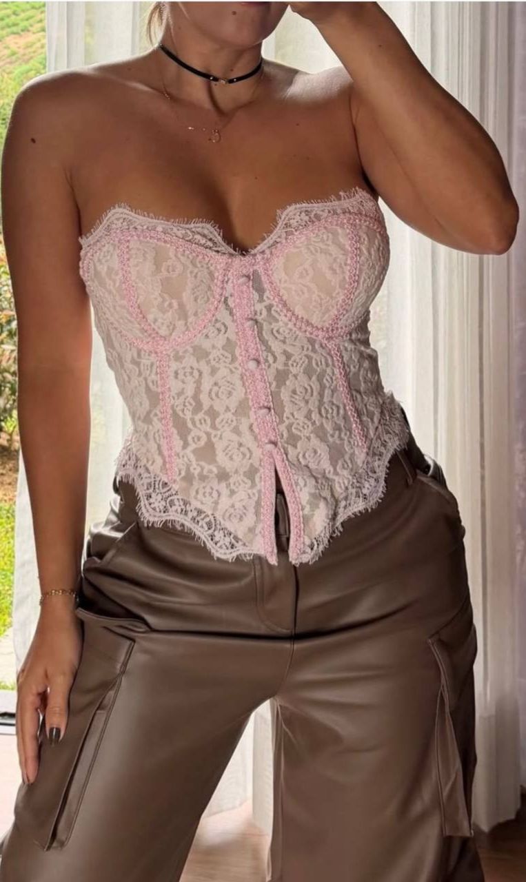 Top en Encaje con Tiras y Opción Strapless para Mujer Top en encaje con tiras y opciones de ponerse straple