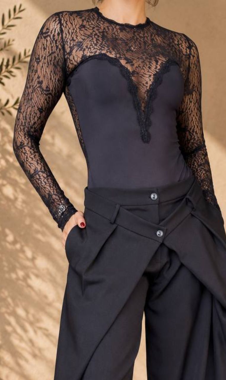 Body Negro en Blonda para Mujer Body negro en blonda