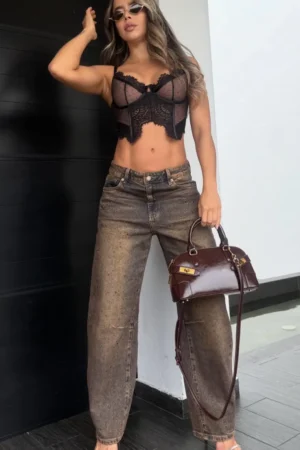 Jean Cargo Café para Mujer